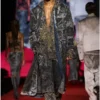 d-bla-long-dev-fse Manteau en denim dévoré à fines rayures