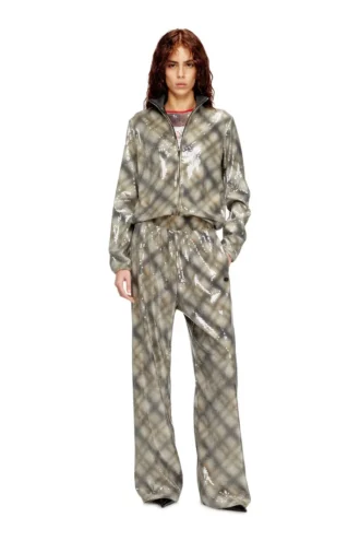 p-erqueen Pantalon à paillettes avec motif à carreaux