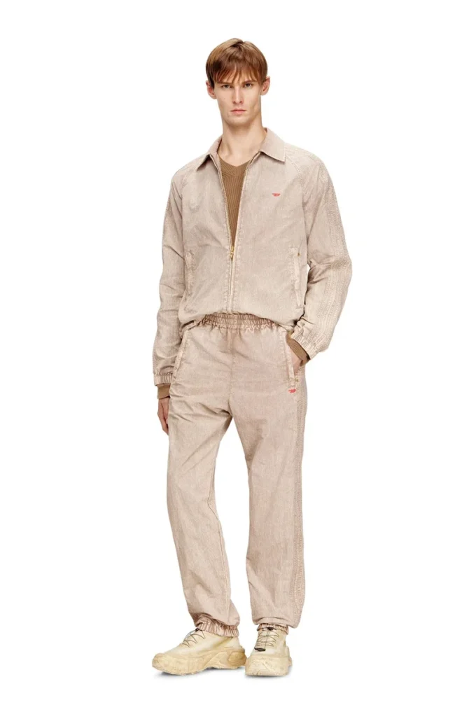 p-iusko-ag Pantalon en nylon délavé avec bandes latérales