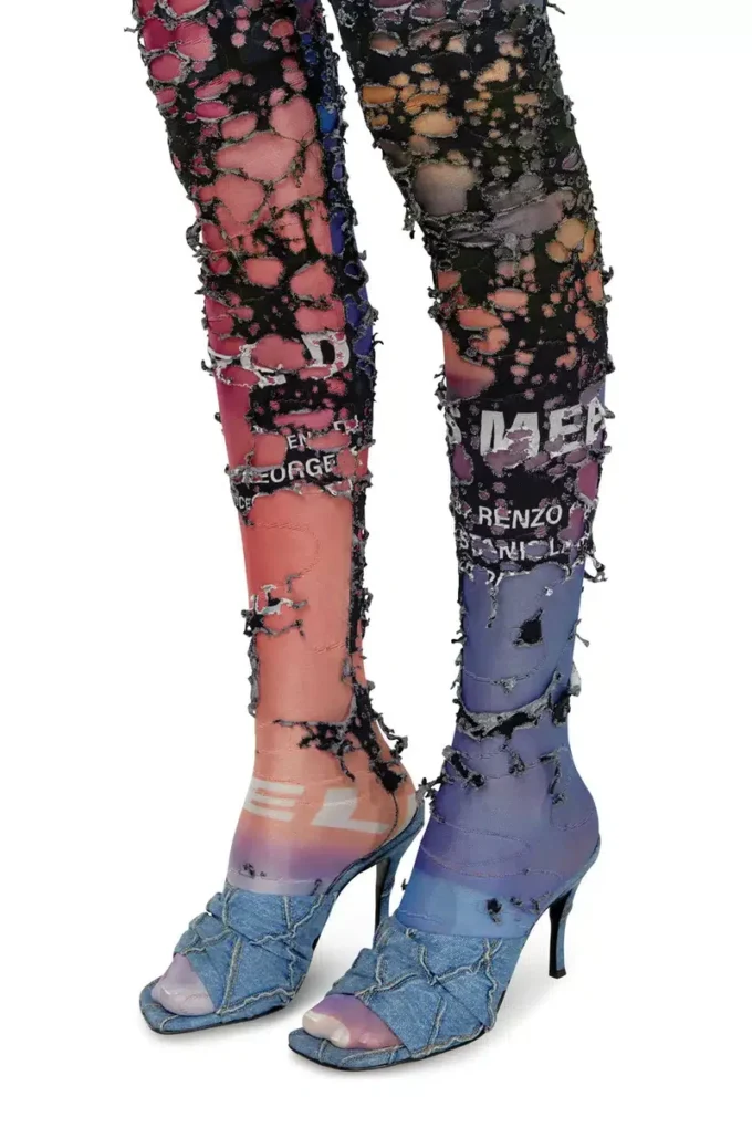 p-koll-dev Collants déchirés avec imprimés cinéma