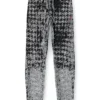p-labis Pantalon élastiqué en pied-de-poule dévoré