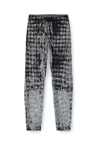 p-labis Pantalon élastiqué en pied-de-poule dévoré