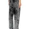 p-labis Pantalon élastiqué en pied-de-poule dévoré