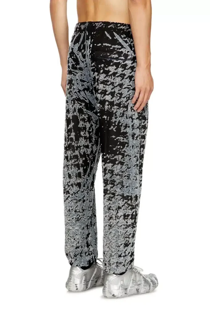 p-labis Pantalon élastiqué en pied-de-poule dévoré