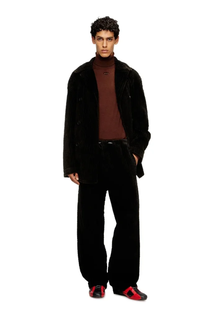 p-martial Pantalon en velours côtelé avec cordon de serrage