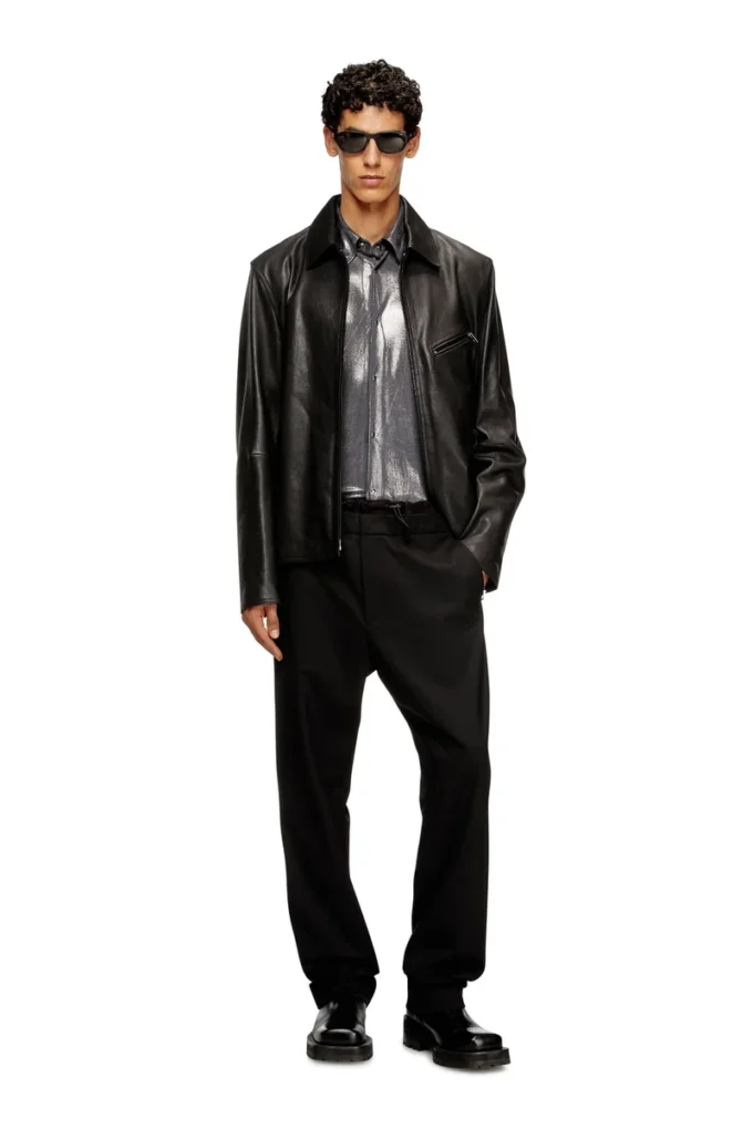 p-owers Pantalon en laine mélangée avec taille élastique