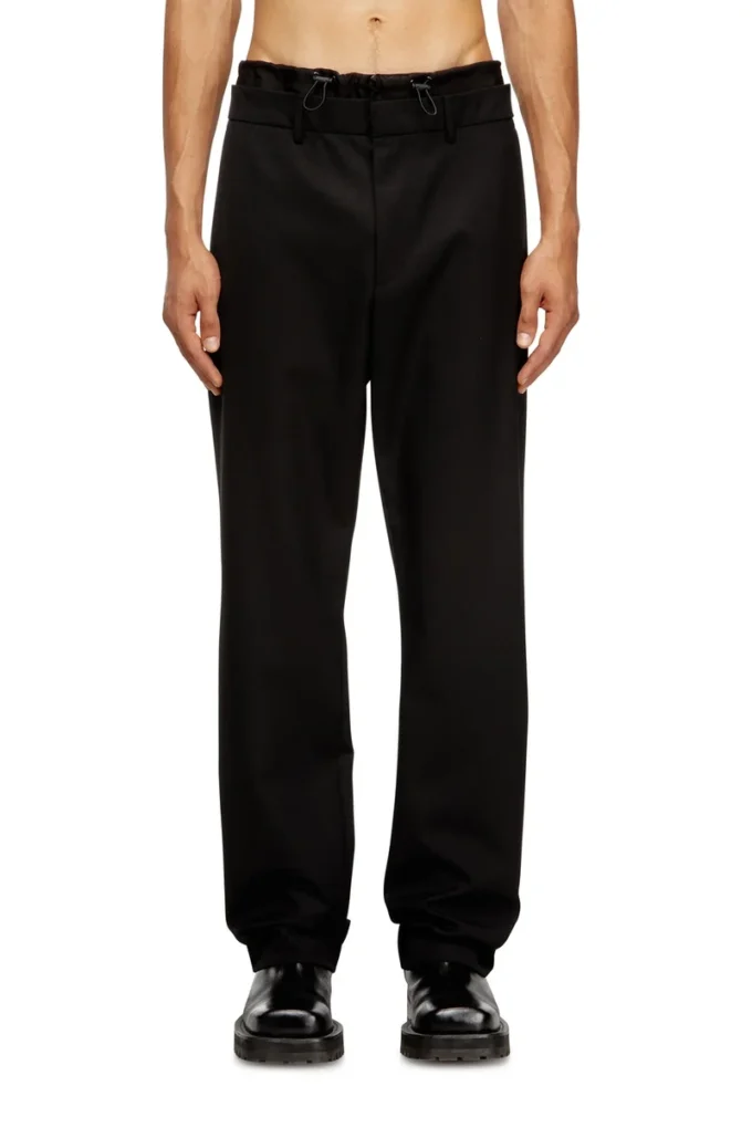 p-owers Pantalon en laine mélangée avec taille élastique