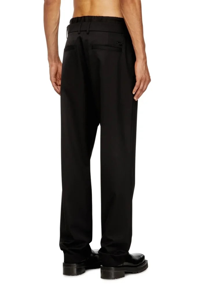 p-owers Pantalon en laine mélangée avec taille élastique