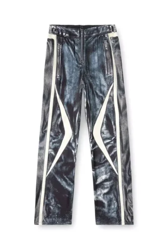 p-theck-bmcz Pantalon de survêtement en satin trompe-l&rsquo;œil motard