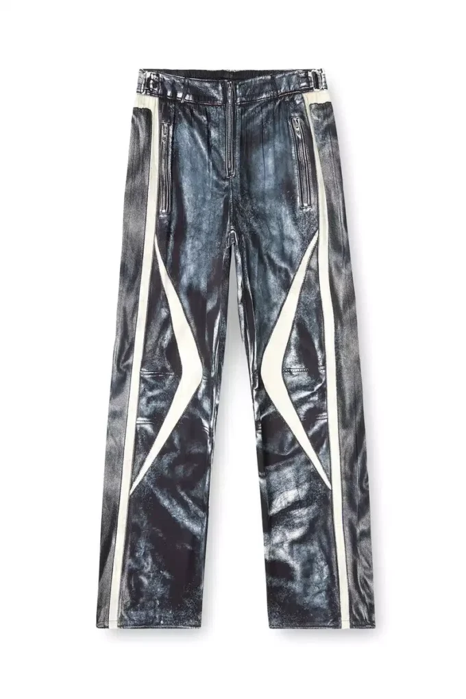 p-theck-bmcz Pantalon de survêtement en satin trompe-l&rsquo;œil motard