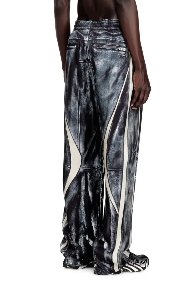 p-theck-bmcz Pantalon de survêtement en satin trompe-l&rsquo;œil motard