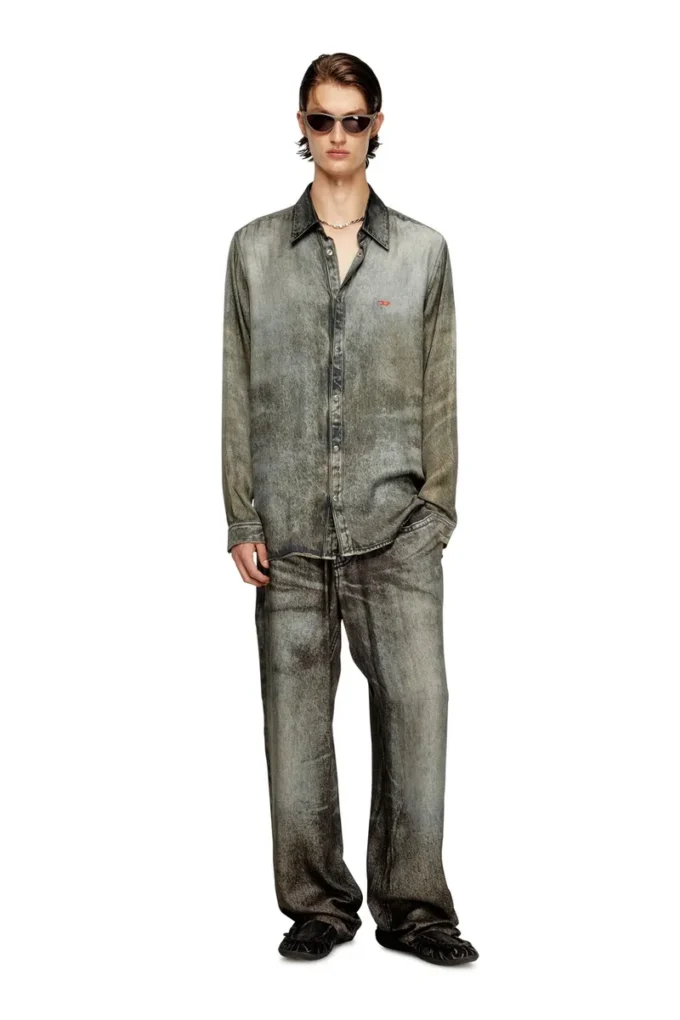 p-theck-lkct Pantalon élastiqué en viscose aspect denim