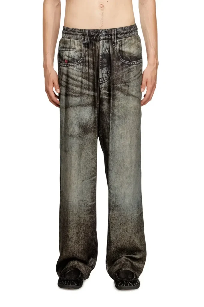 p-theck-lkct Pantalon élastiqué en viscose aspect denim