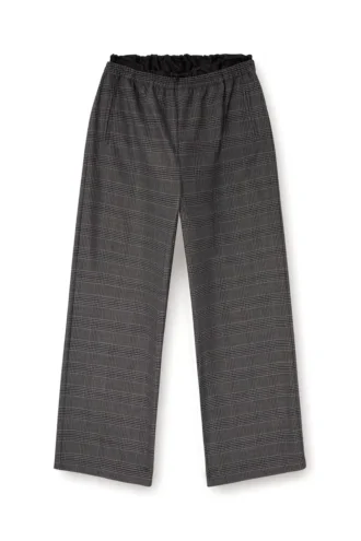 p-yrite Pantalon en laine avec poches passepoilées