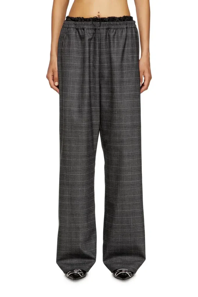 p-yrite Pantalon en laine avec poches passepoilées