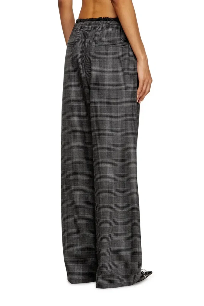 p-yrite Pantalon en laine avec poches passepoilées