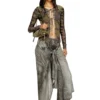 Pantalon cache-cœur p-aloma en viscose aspect denim