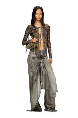Pantalon cache-cœur p-aloma en viscose aspect denim