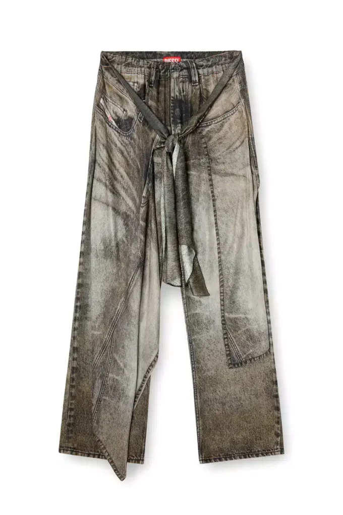 Pantalon cache-cœur p-aloma en viscose aspect denim
