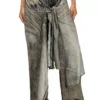 Pantalon cache-cœur p-aloma en viscose aspect denim