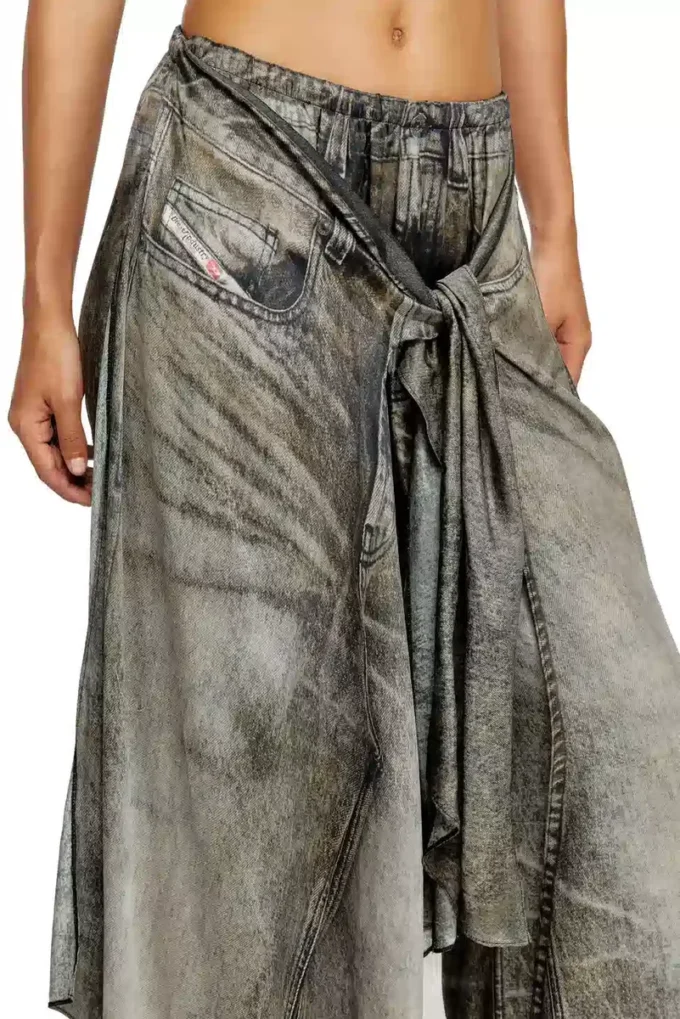 Pantalon cache-cœur p-aloma en viscose aspect denim