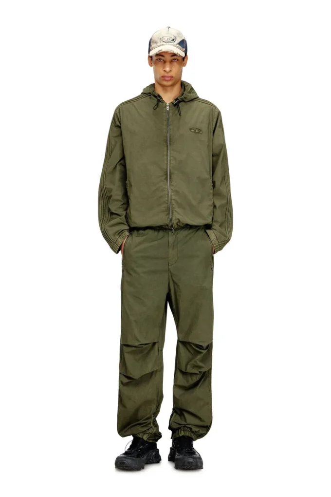 Pantalon cargo en coton avec bandes latérales et coutures en P