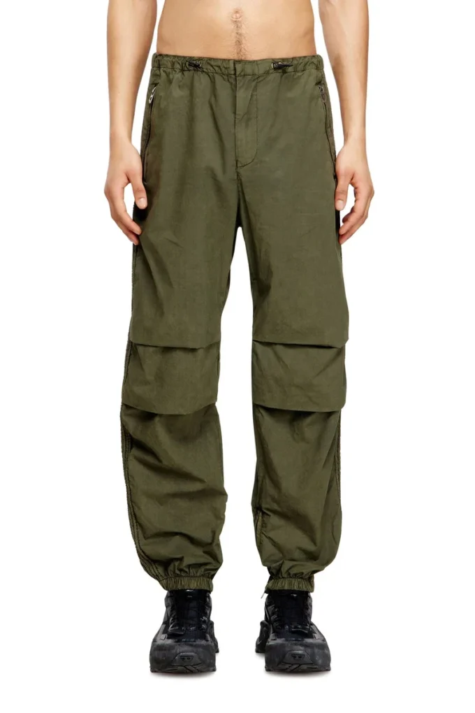 Pantalon cargo en coton avec bandes latérales et coutures en P