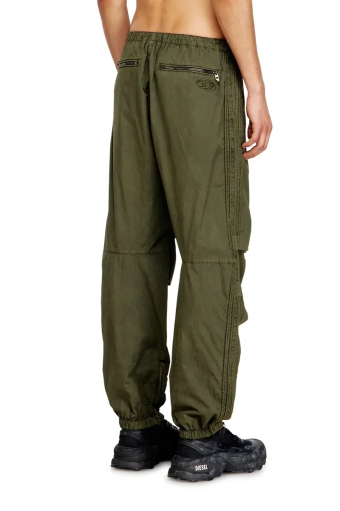 Pantalon cargo en coton avec bandes latérales et coutures en P