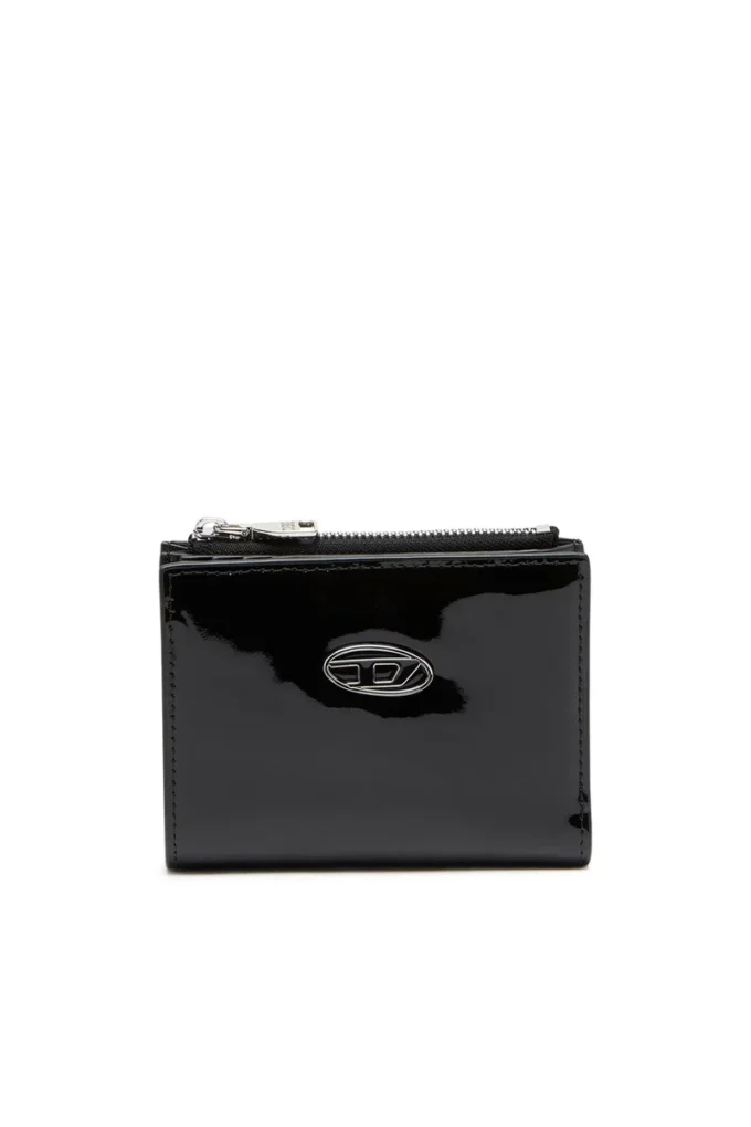 Play bi-fold zip ii Petit portefeuille en cuir brillant