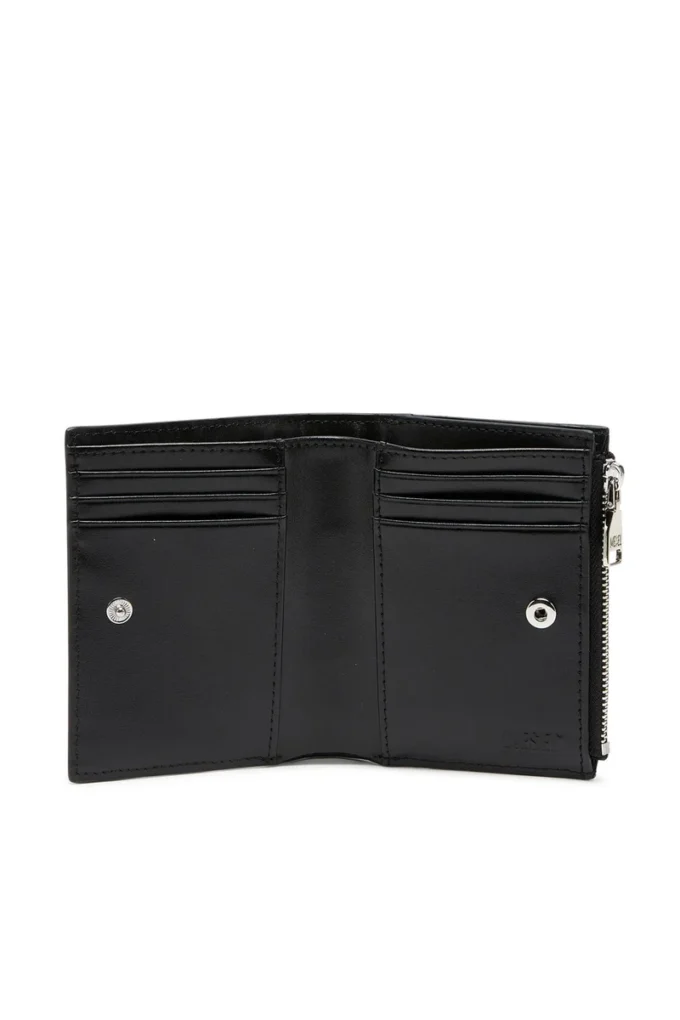 Play bi-fold zip ii Petit portefeuille en cuir brillant