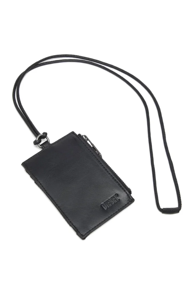 Porte-badge multi-poche Porte-badge en denim avec détails en cuir