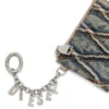 Porte-cartes avec chaîne Porte-cartes en denim matelassé à motif argyle