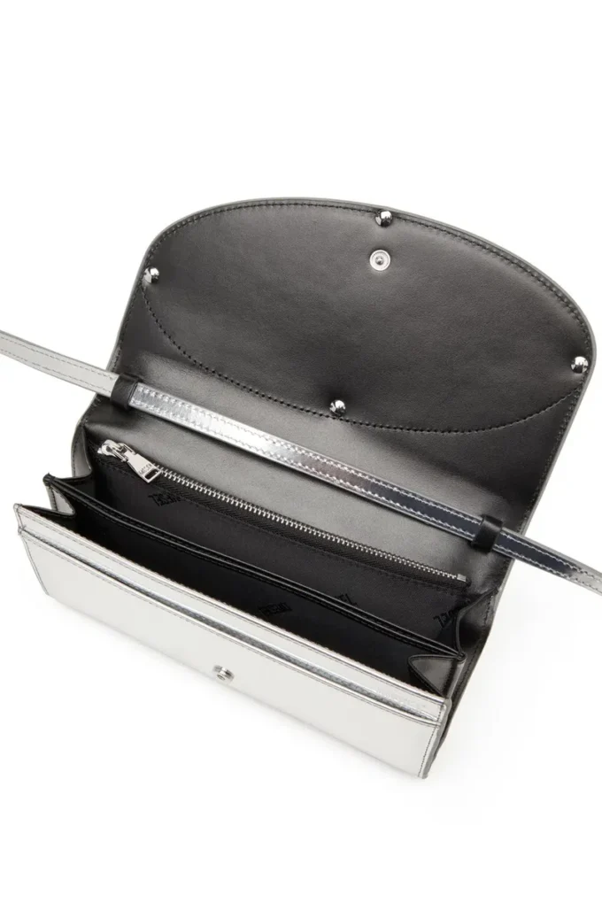 Portefeuille à bandoulière 1DR Sac portefeuille en cuir miroir
