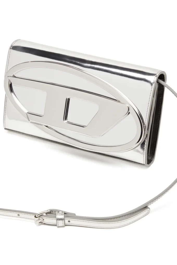 Portefeuille à bandoulière 1DR Sac portefeuille en cuir miroir