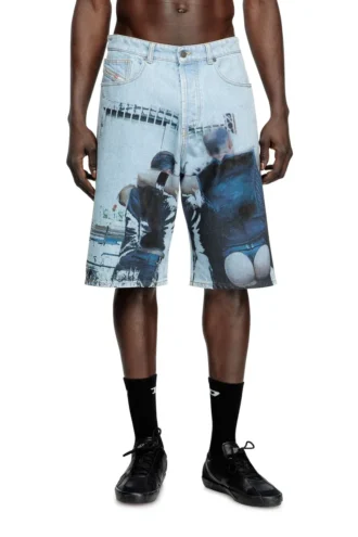 pr-d-rixford-s Short en denim avec imprimé délavé