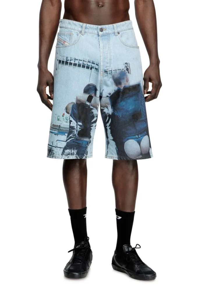 pr-d-rixford-s Short en denim avec imprimé délavé