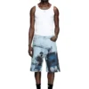 pr-d-rixford-s Short en denim avec imprimé délavé