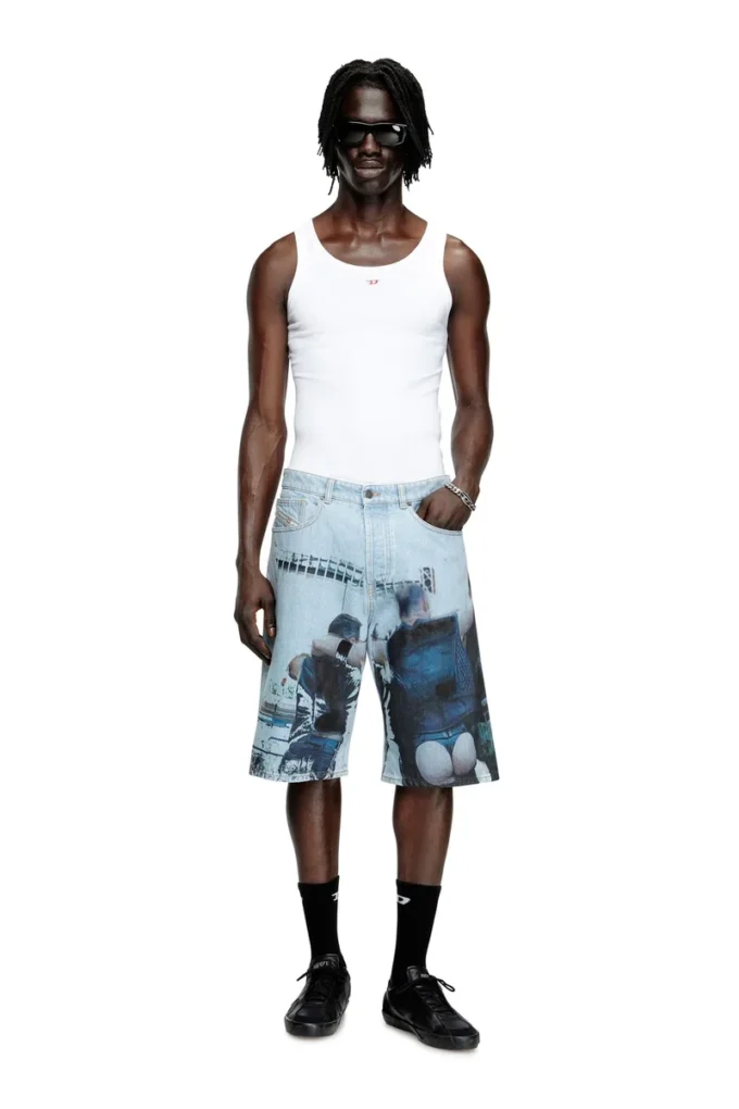pr-d-rixford-s Short en denim avec imprimé délavé