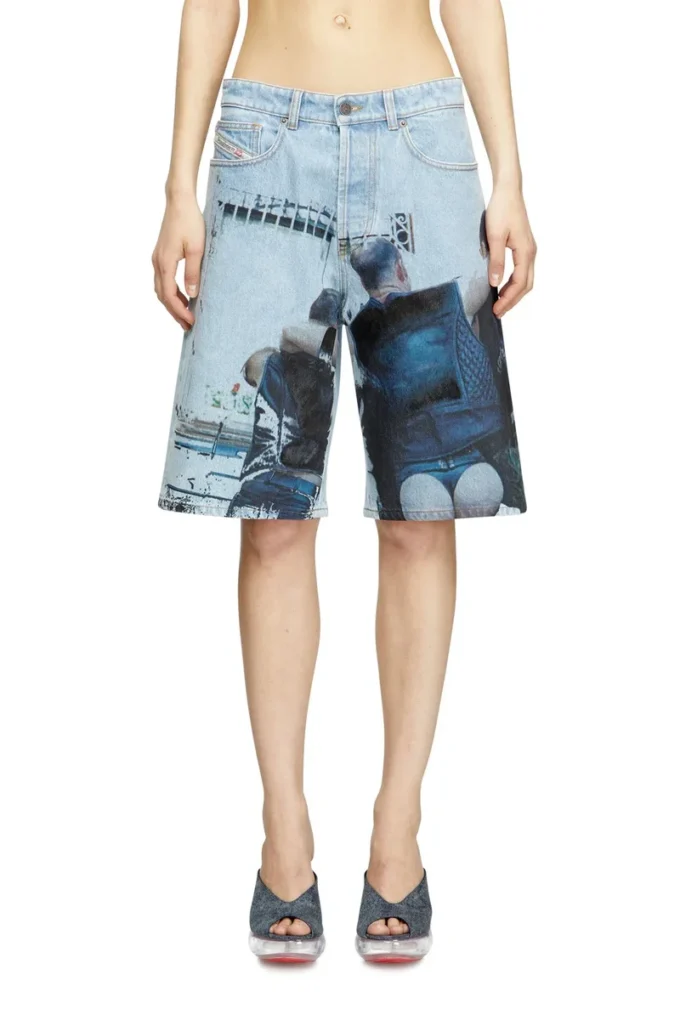 pr-d-rixford-s Short en denim avec imprimé délavé