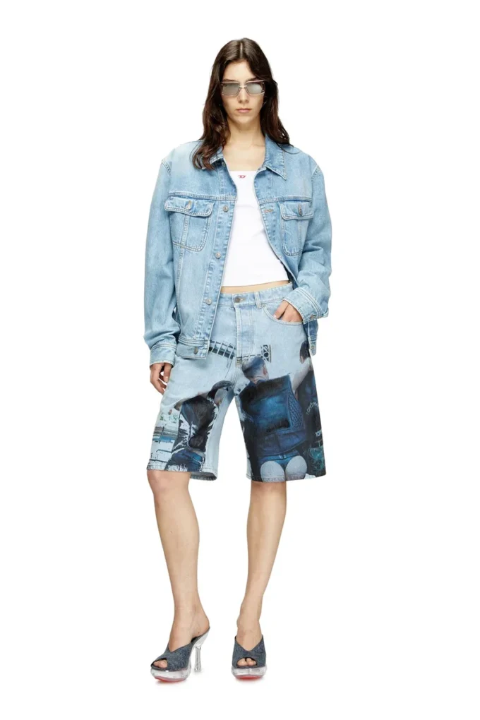 pr-d-rixford-s Short en denim avec imprimé délavé