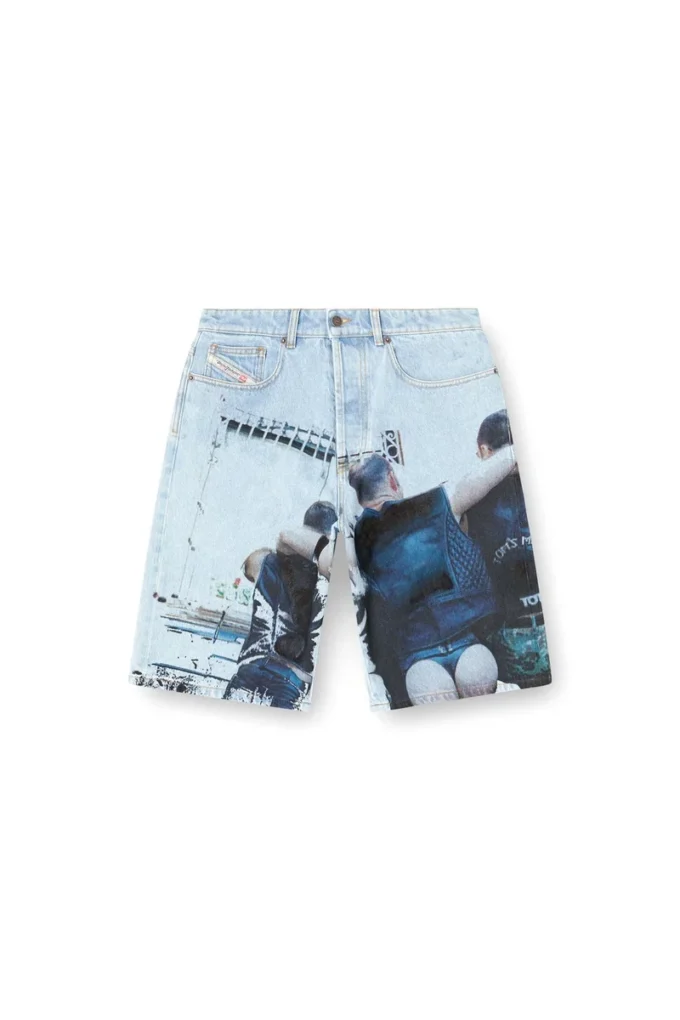 pr-d-rixford-s Short en denim avec imprimé délavé