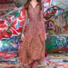 Robe en polyamide et élasthanne avec imprimé bouclé