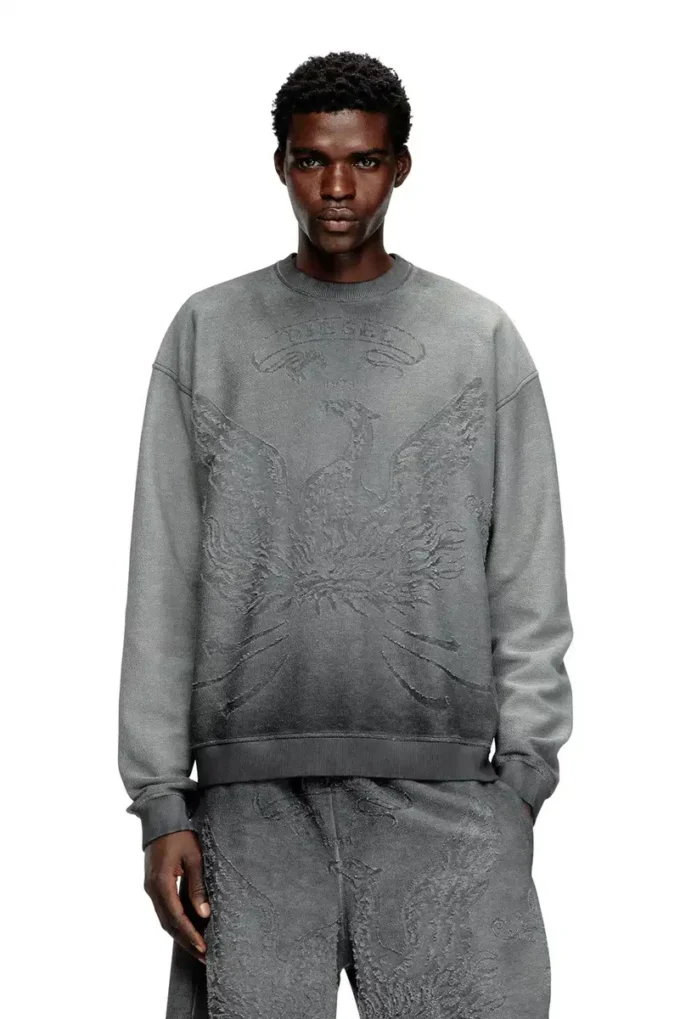 s-aron Sweat-shirt délavé avec logo Phoenix dévoré