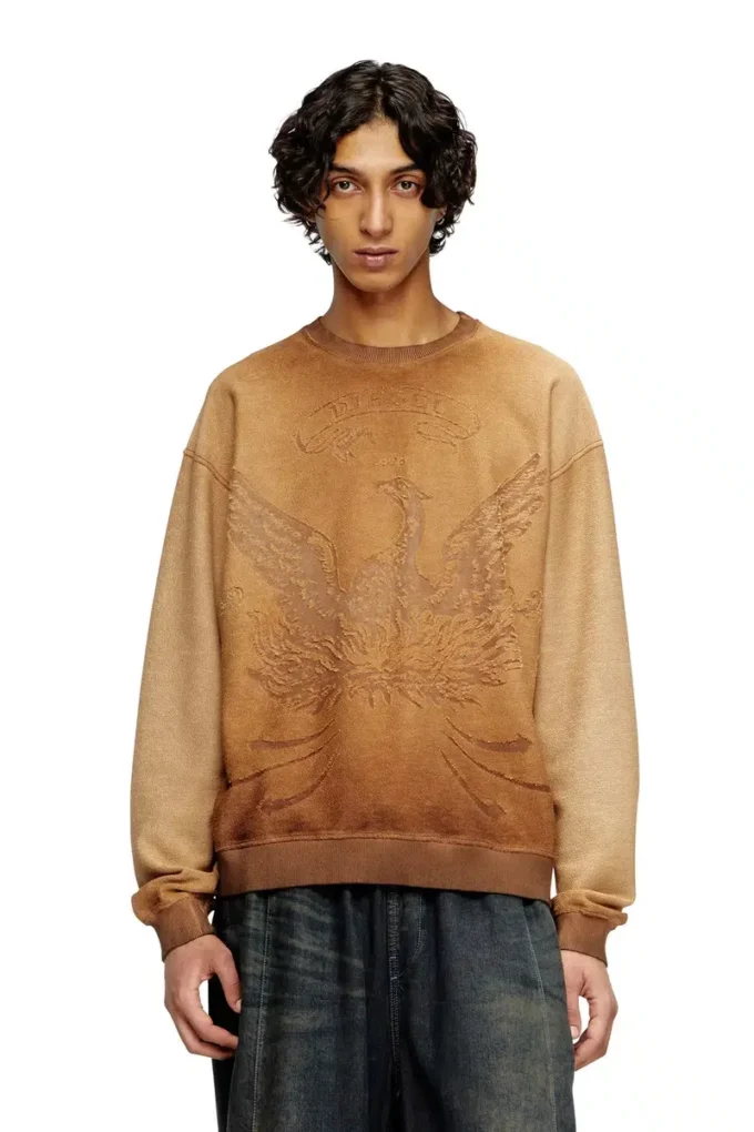 s-aron Sweat-shirt délavé avec logo Phoenix dévoré