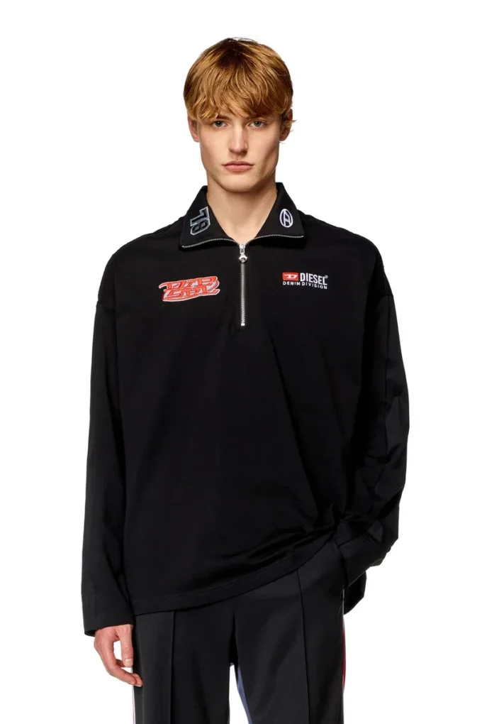 s-gander-r Chemise à demi-zip en jersey et popeline