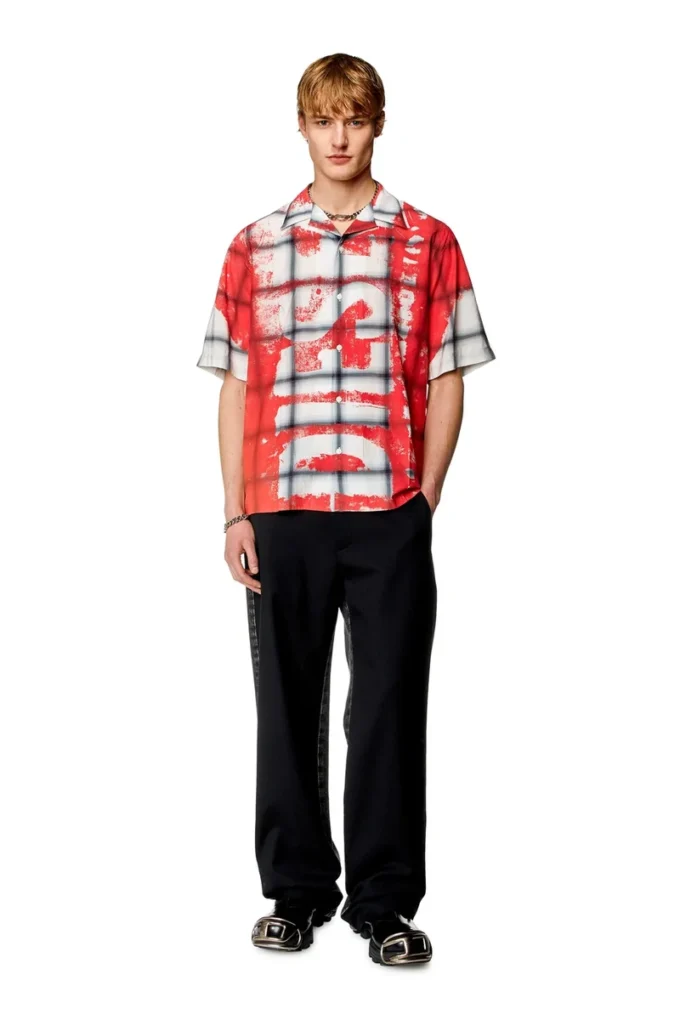 s-nabil Chemise de bowling à carreaux avec logo délavé