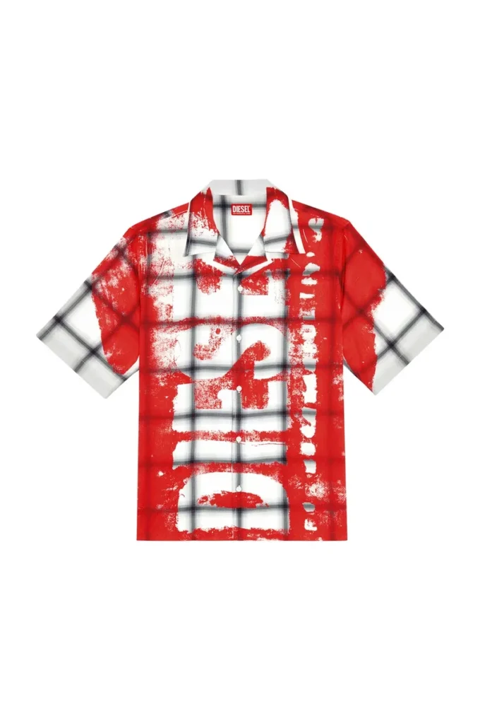 s-nabil Chemise de bowling à carreaux avec logo délavé