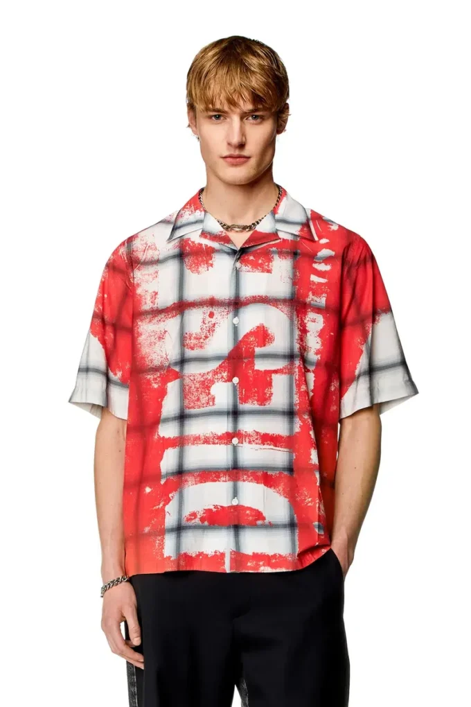 s-nabil Chemise de bowling à carreaux avec logo délavé