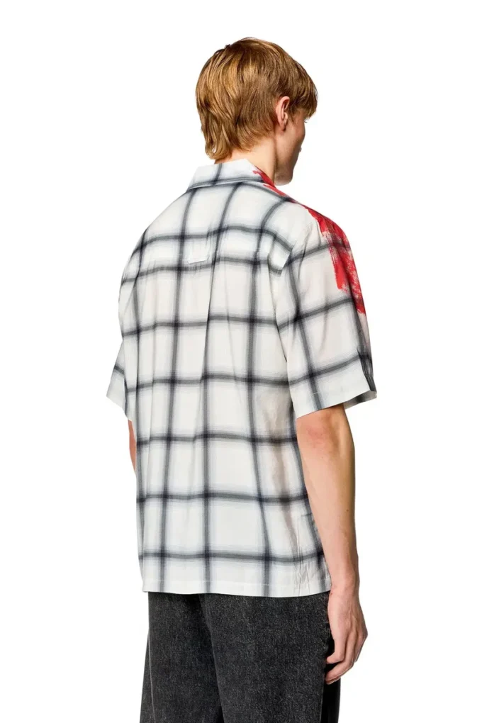 s-nabil Chemise de bowling à carreaux avec logo délavé