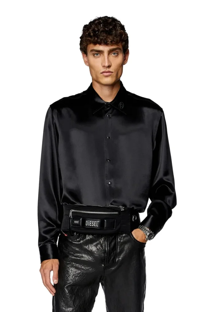 s-ricco Chemise en satin avec col brodé du logo